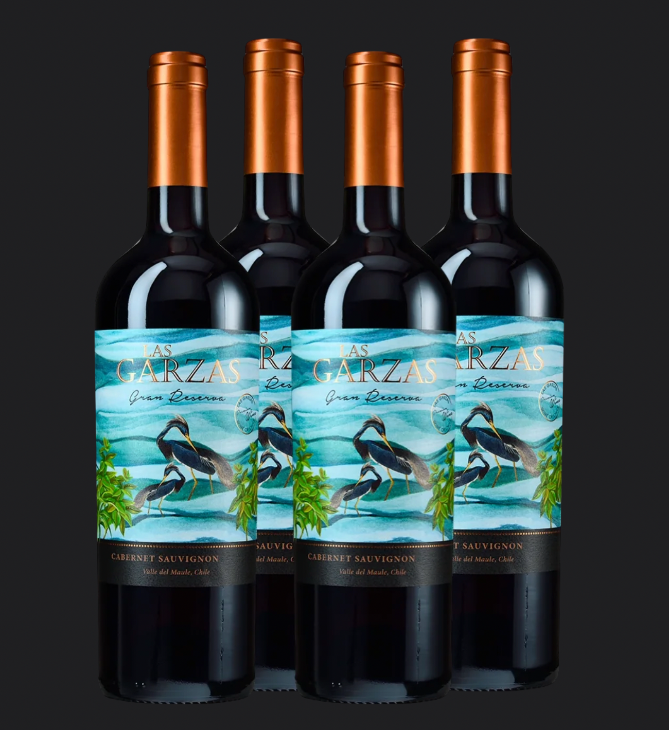 Pack 4 Vinos Cabernet Sauvignon Gran Reserva 2022 casa viña Las Garzas