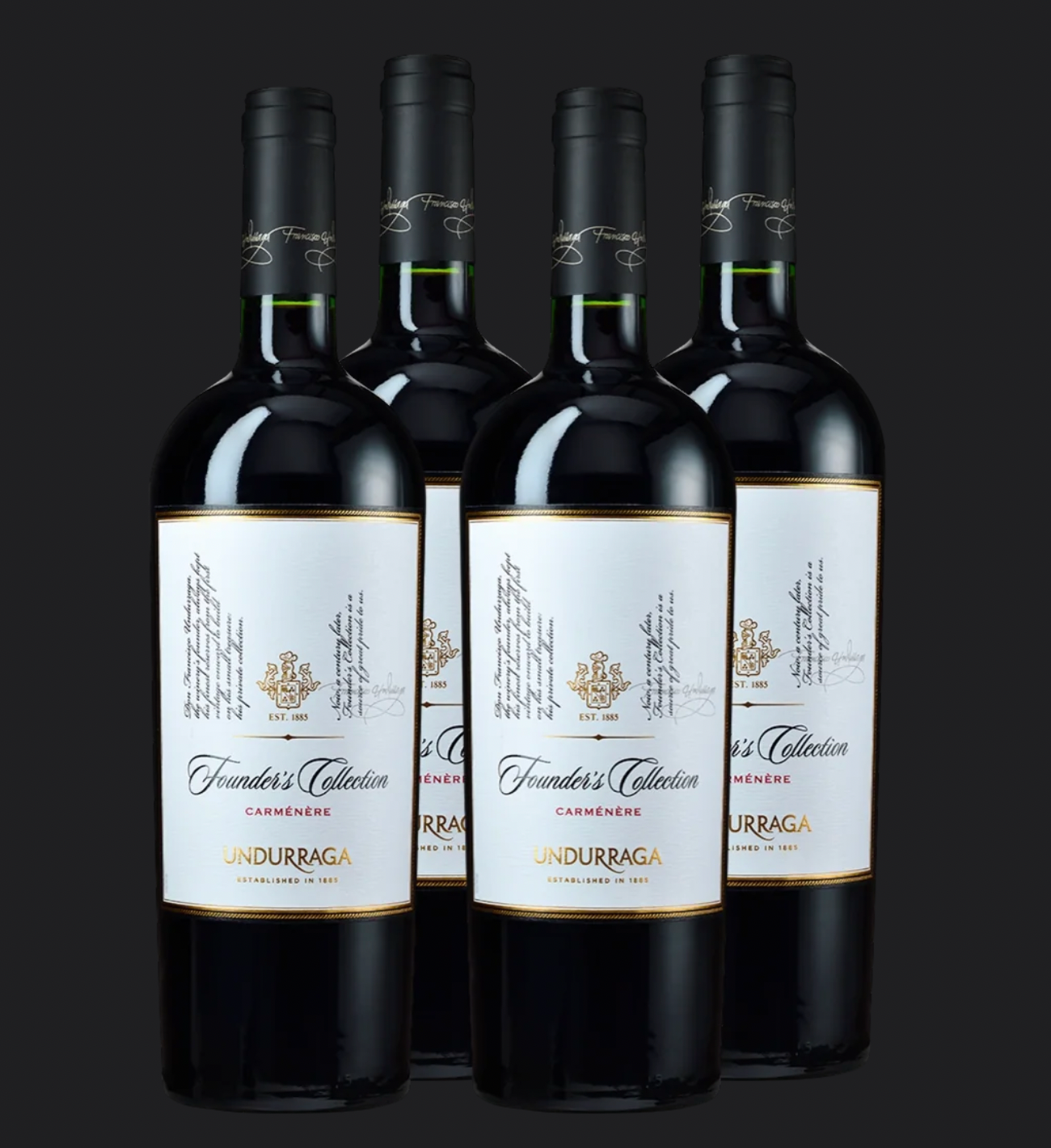 Pack 4 Vinos Carménère Founder's Collection 2020 casa Viña Undurraga